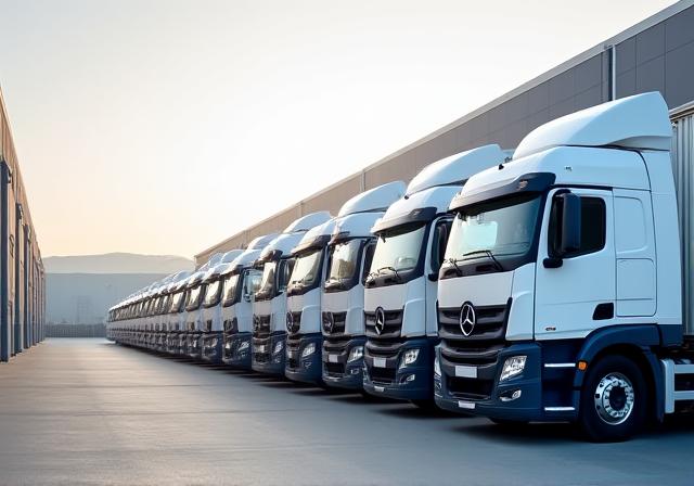 Reliable logistics fleet waiting for dispatch