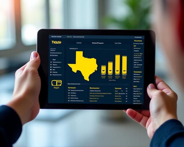 Hand holding a tablet showing a logistics dashboard with map and graphs